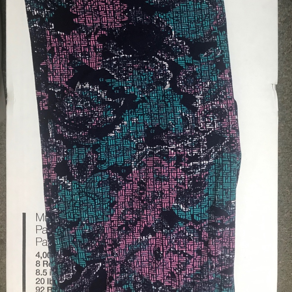 Dark purple, pink, teal leggings